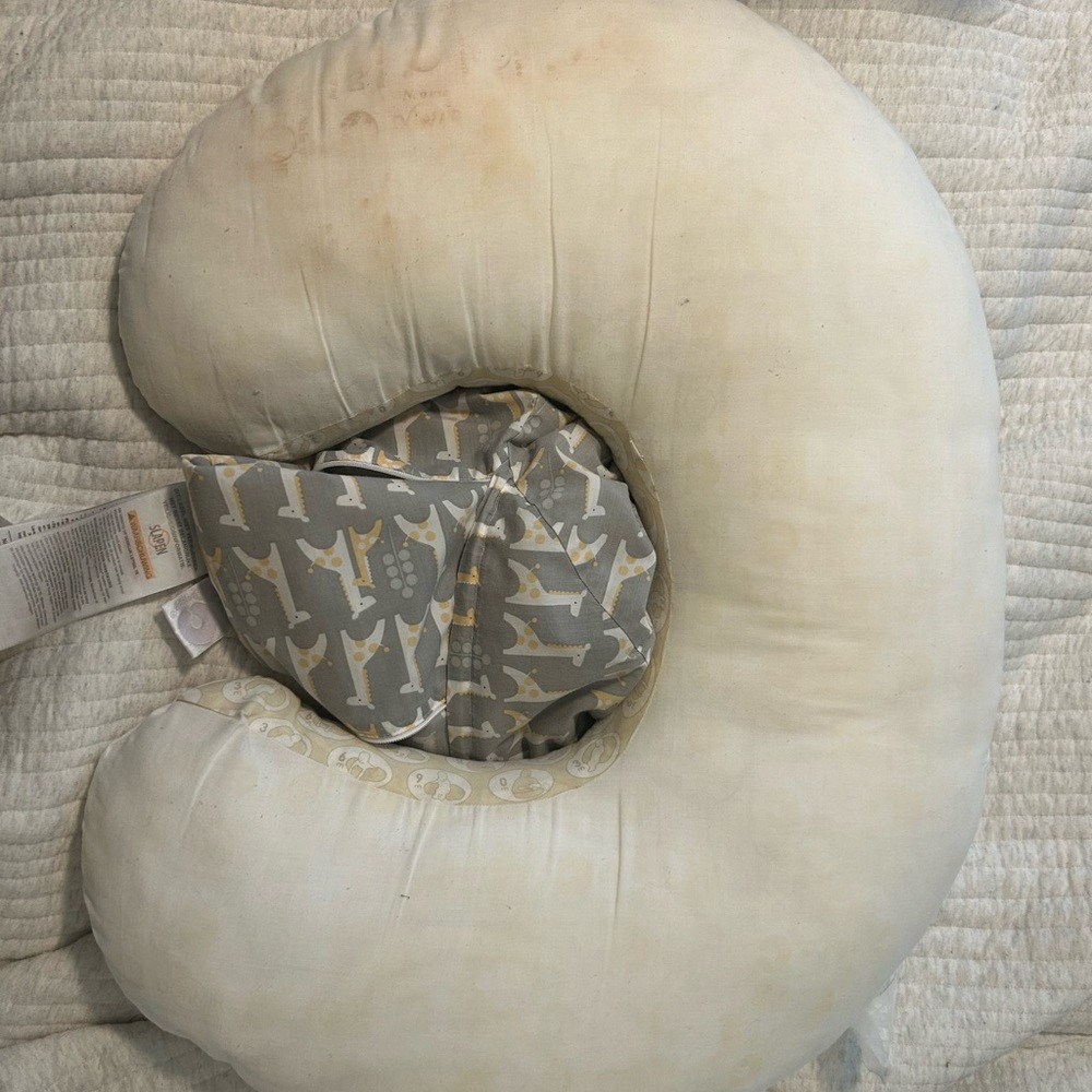 Boppy Nursing Pillow Cover with Gray and Cream giraffe Print